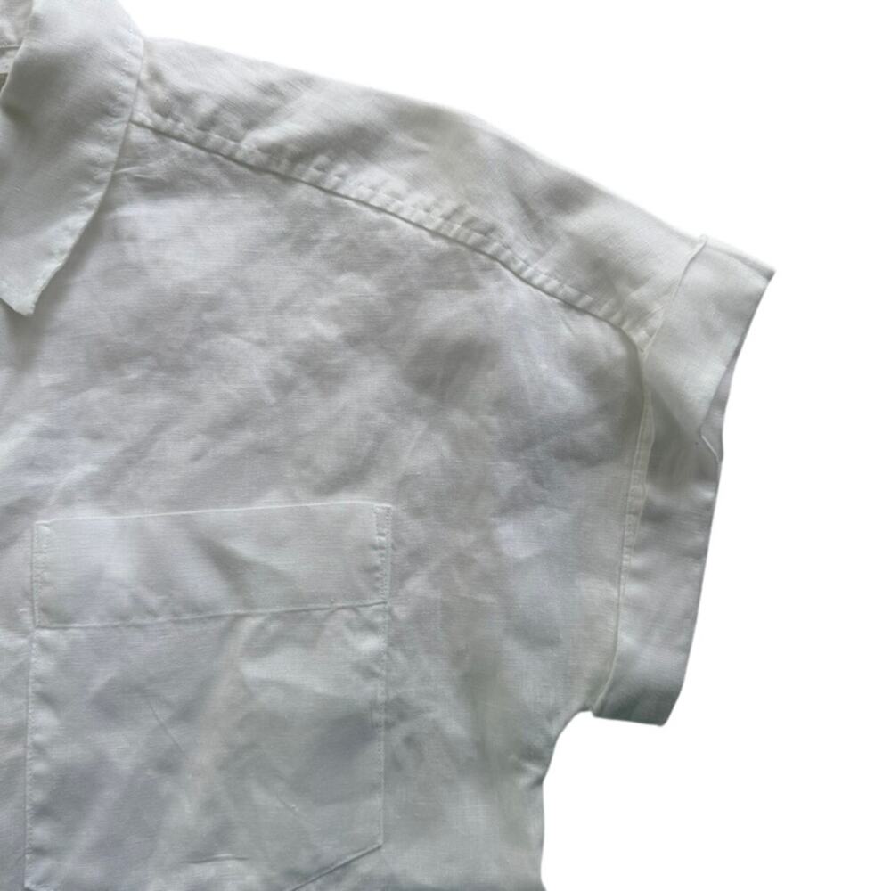 Banana Republic Linen Cap Sleeve Top White Size Small Summer Beach Crisp Cotton - Picture 3 of 6